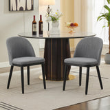 Garvee Wooden Dining Chairs Set of 2 Upholstered Kitchen Dining Room Chairs Curved Backrest Wood Leg Modern Fabric Farmhouse Grey - Grey 2 Pcs