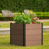 Garvee 25" x 25" x 23" Wood Look Raised Garden Bed with Bottom, Outdoor Planter Box for Vegetables & Herbs, Durable Composite Deep Root Bed, Backyard Patio, Brown