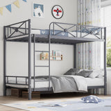 Garvee Twin Size Metal Bunk Bed Frame Industrial Heavy Duty Bunkbeds With Safety Guard Rails Space-Saving Design Grey - Grey