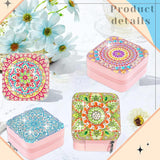 Garvee 4pcs Diamond Pictures Jewelry Boxes Portable DIY Mandala Storage Box Ring Necklace Bracelet Organizer Small Travel Jewelry Box Organizer Display Case