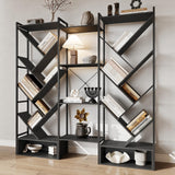 Garvee Triple 6 Tier Bookshelf Large Industrial Tree Bookshelf with 24 Open Shelves for Living Room Office Black - Black