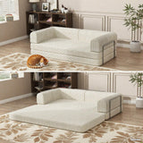 Garvee Convertible Corduroy Sleeper Sofa Bed Folding Mattress Couch 3 Seater King Size Beige for Living Room Dorm Studio 78.7x39.4x29.6 Inch - Beige
