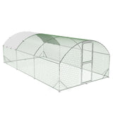 Garvee Large Metal Chicken Coop Run with Cover for Yard, Walk-In Poultry Cage, 9.8' W x 19.7' L x 6.6' H, Silver