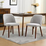 Garvee Set of 2 Wooden Dining Chairs Upholstered Fabric Seats with Padded Comfort Sturdy Wood Legs for Kitchen Dining Room Restaurant Cafe 20.5D x 18.1W x 30H Inches Neutral Color - Grey