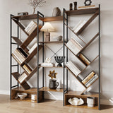 Garvee Triple 6 Tier Bookshelf Large Industrial Tree Bookshelf for Living Room Office Brown - Brown