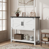 Garvee Farmhouse Entryway Table With 2-Door Wood Console Table Storage Coffee Bar Cabinet Sofa Tables Buffet Sideboard Kitchen Hallway Dining Living Room 31.5" x 14.2" x 33.9" White Black - White