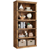 Garvee 5 Tier Book Shelf Farmhouse Book Case 67.4 in Tall Wooden Bookshelves Living Room Home Office Cherry - Brown