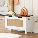 Garvee Storage Chest, Rattan Toy Chest for Boys Girls, 30" Kids Wood Large Toy Box, Storage Bench with Safety Hinge,Storage Trunk for Entryway, Living Room, Bedroom, Playroom, White - Rattan-30"