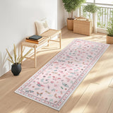 Garvee Floral Kitchen Runner 2x6 Pink Non-Slip Butterfly Area Rug for Hallways & Bedrooms - Pink