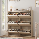 Garvee Shoe Cabinet With 6 Flip Drawers Wooden Shoe Organizer For Entryway Hallway Living Room Natural Oak 47.2" L - Natural Oak