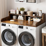 Garvee 54" Washer Dryer Countertop with 2-Tier Shelf, Wooden Laundry Countertop, Non-Slip Pad, Guard Rails, 54.33"x27.56"x12", Natural Wood