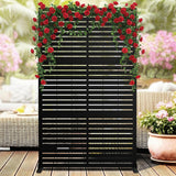 Garvee Privacy Screen Outdoor Privacy Panel with Stand 78"x48" Decorative Freestanding Fence Patio Divider Black