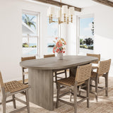 Garvee Oval Dining Table for 6-8 People with Thick Sturdy Wooden Base for Kitchen Living Room Office 63" Long Grey Walnut - Grey Walnut