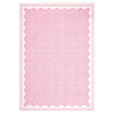 Garvee 9x12 Washable Area Rug, Pink 100% Polyester Scalloped Carpet, 350gsm Low Pile, Non Slip TPR Backing, Foldable Floor Cover for Living Room, Bedroom, Dining Room and Nursery - Pink