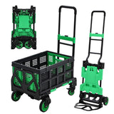 Garvee Folding Hand Truck Heavy Duty Dolly Cart with Foldable Basket for Travel Moving Office 25x18x4.7 in Green - Green