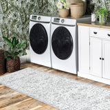 Garvee 8x10 Area Rugs for Bedroom Washable Rugs Boho Rug for Living Room Vintage Rug Non Slip Carpet Floral Throw Rugs Large Rug Stain Resistant Office Rug Classroom Rug 8'x10' Light Grey - Grey