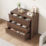 Garvee 3 Drawer Dresser Walnut Nightstand for Bedroom Living Room Nursery Entryway 29.5in W x 15.7in D x 30.5in H