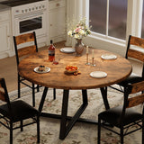 Garvee Round Dining Table Set for 4, 5 Piece Wooden Kitchen Dinner Table & Chairs, Retro Brown, 43.3-Inch, Small Space - Retro Brown