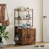 Garvee Cat Litter Box Enclosure + Hidden Cat Washroom + MDF Panel + 3 Shelves + Door + Indoor Cat Cabinet + Brown - Retro Color