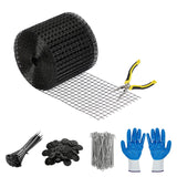 Garvee 6in x 50ft Solar Panel Birds Guard with PVC Coated Wire Mesh, Critter Control, Includes Fastener Clips, Cable Ties, Gloves, Pliers - Durable, Easy DIY, Multi-Purpose - Black