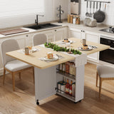 Garvee Folding Dining Table with Drawers and Storage for Apartments Small Spaces White - White
