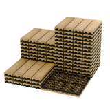 Garvee 27 PCS Interlocking Deck Tiles Composite Wood Waterproof Patio Flooring for Poolside Balcony Backyard Porch Garden 12x12 Inch Teak