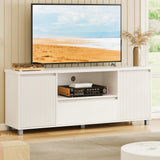 Garvee 63in TV Stand for 60/65/70 Inch TV, Fluted Entertainment Center with Storage Drawer and Open Shelves, Modern White TV Console for Living Room and Bedroom