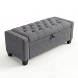 Garvee Storage Bench With Soft Foam Cushion & Durable Rubberwood Legs, Faux Leather Ottoman For Bedroom & Living Room, 123x49x42 cm, Gray