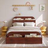 Garvee Twin XL Size Bed Frame With Storage Headboard And Raised-Footboard For Bedroom, Low Platform, Espresso - Espresso