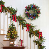 Garvee Christmas Front Door Wreath Pre-Lit Artificial Holiday Wreath with 40 Multi-Color Lights Pine Cones Ornaments Berry Accents Indoor Outdoor 18 Inch