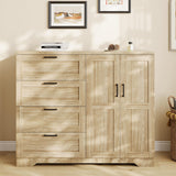 Garvee Multifunctional Wooden Dresser with 2 Door Wardrobe Armoire Closet, 43.3 in H, Natural Oak, Bedroom Storage Cabinet - Modern Natural Oak