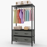 Garvee 71"H Portable Clothes Rack with Detachable Hang Rod and 4 Fabric Drawers for Bedroom Home Dorm, 35.4"Lx15.7"W, Metal, Black
