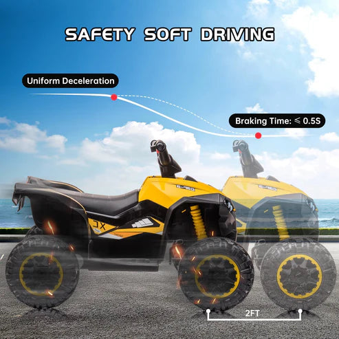 Garvee Ride - P Series: 12V Kids Quad ATV 4 Wheeler with Music, LED Lights for Boys & Girls - Yellow