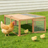 Garvee Folding Rabbit Cages Portable Small Animal Enclosure with Top and Side Doors Outdoor Use 45.7" Pine Frame - Natural