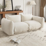 Garvee Chenille Fabric Modular Love Seat Sofa 2-Seater Cloud Couch Beige for Apartment Office Living Room Compact Cozy Design - White Loveseat