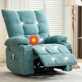 Garvee Swivel Rocker Recliner Chair with Massage and Heat, Oversized Ergonomic Lounge Chair, 23/21 Inches, Grey - Blue