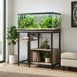 Garvee 40-50 Gallon Fish Tank Stand with Power Outlets, Heavy Duty Metal and Wood Aquarium Stand, 4-Tier Open Storage Shelves, Sturdy Legs, 36.6x18.9x30.7 inches, Modern Finish