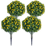 Garvee 23.6 in Artificial Topiary Flower with Ground Spike Set of 3, Yellow, Indoor and Outdoor Decor, PE Fake Plants, Metal Stakes - Yellow
