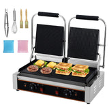Garvee 3600W Electric Sandwich Panini Maker Stainless Steel Commercial Grill with Temp Control 19x9 Inch Cooking Surface