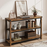 Garvee Farmhouse Entryway Table,47 Inch Narrow Long Console Table with Storage, 3 Tier Wood Console Table for Living Room, Behind Couch Table, Hallway Table for Foyer, Entryway Furniture-Rustic Brown - Rustic Brown