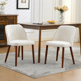 Garvee Set of 2 Wooden Dining Chairs Modern Upholstered Fabric Seats with Padded Comfort & Sturdy Wood Legs for Kitchen Dining Room Restaurant Cafe 20.5D x 18.1W x 30H - Beige