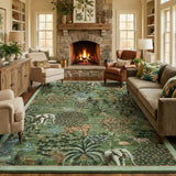 Garvee Jungle 8x10 Area Rug Washable Non Slip Low Pile Soft Indoor Forest Green - Forest Green