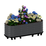 Garvee Self-Watering Wheeled Metal Garden Bed Mobile Raised Planter Box Galvanized Steel Indoor Outdoor 94.5x23.6x19.7 Gray - Grey(94.5"X23.6"X19.7")