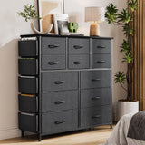 Garvee 12 Drawer Fabric Dresser With Side Pockets For Bedroom, Closet, Living Room, Hallway, Multi-Functional, Lightweight, Easy Clean
