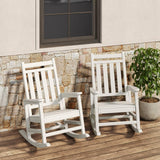 Garvee Poly Lumber Rocking Chair Set of 2 - HDPE Outdoor Porch Rockers for Adults, White, All-Weather Resistant, Patio Furniture