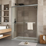Garvee Sliding Shower Door Adjustable Aluminum Alloy Frame Dual 8mm Tempered Glass 50-60in Wide 72in High Brushed Nickel