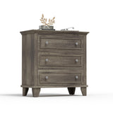 Garvee Grey 3 Drawer Dresser Wide Chest of Drawers Vintage Handle Bedroom Living Room 32in W 16in D 30.5in H - Grey