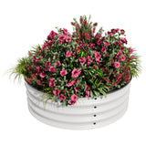 Garvee Round Raised Garden Bed Galvanized Metal Kit for Planting Vegetables Fruits Flowers 2x1ft White - White