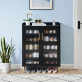 Garvee Shoe Cabinet with Glass Doors 5-Tier Shoe Organizer for Entryway Living Room Black Large Capacity Adjustable Shelves - Black