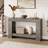 Garvee Farmhouse Console Table 47" Rustic Gray, 2-Tier Large Sofa Table for Living Room, Entryway, Hallway